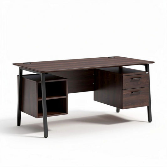 Bureau van hout en staal met lades en opbergruimte 150 x 75 x 75cm