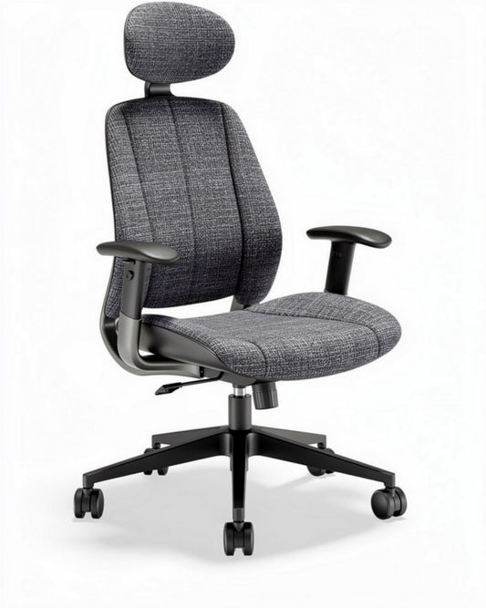 Ergonomische bureaustoel met verstelbare armleuningen in grijs stof 75 x 70 x 120cm