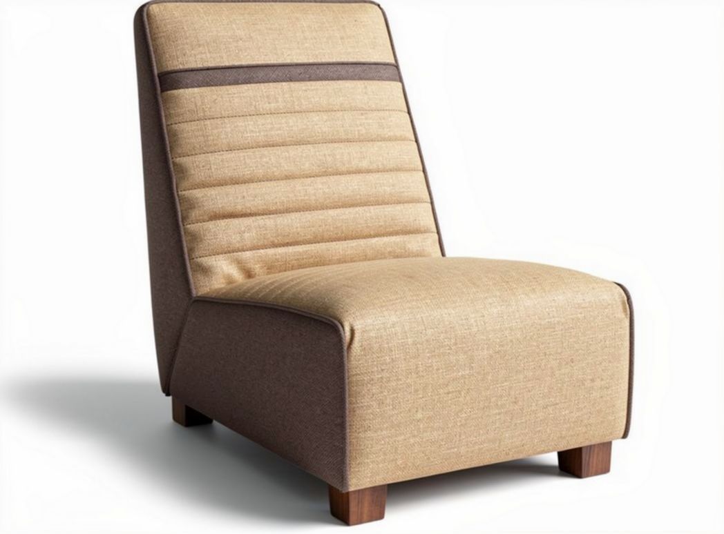Gestoffeerde fauteuil met een beige en bruine afwerking 80 x 60 x 80cm