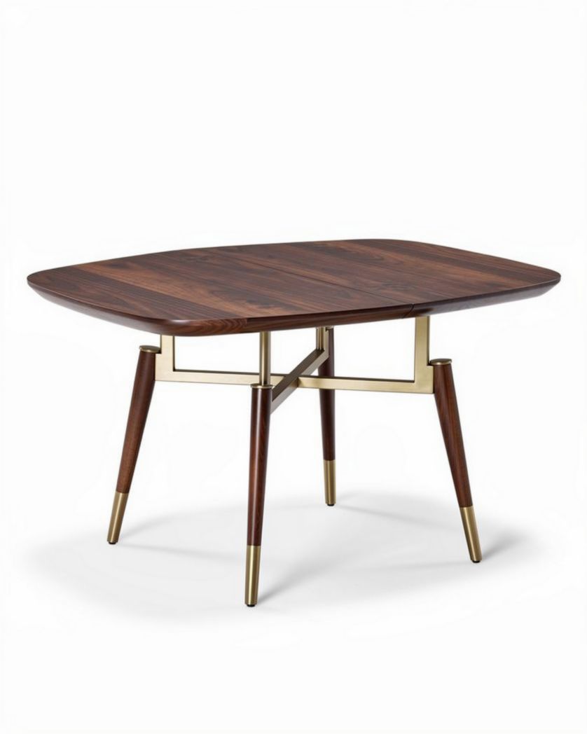 houten tafel 120 x 75 x 75cm met gouden accenten en moderne afwerking
