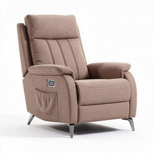 Zithoek fauteuil met verstelbare rugleuning en stoffen bekleding in bruin 90 x 80 x 100cm