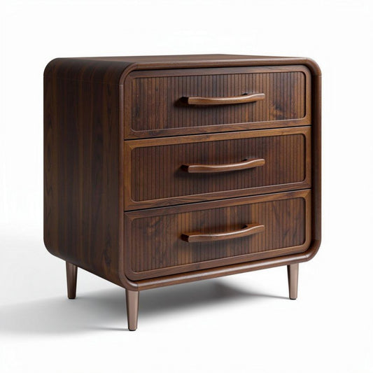 Houten nachtkastje met drie lades en retro ontwerp 50 x 40 x 70cm