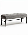 Grijze stoffen bank met zwarte metalen poten 120 x 40 x 45cm