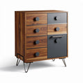 Houten ladekast met metalen poten en een combinatie van lades en deurtjes 60 x 40 x 90cm