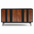 houten kast met zwart metalen frame 150 x 40 x 80cm voor woonruimte