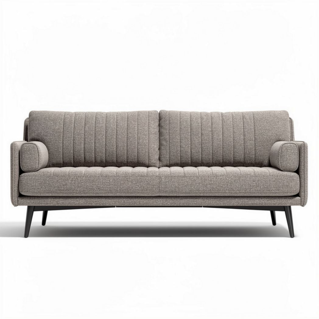 Leren bank in grijs met afmetingen 200 x 90 x 85cm voor woonkamergebruik